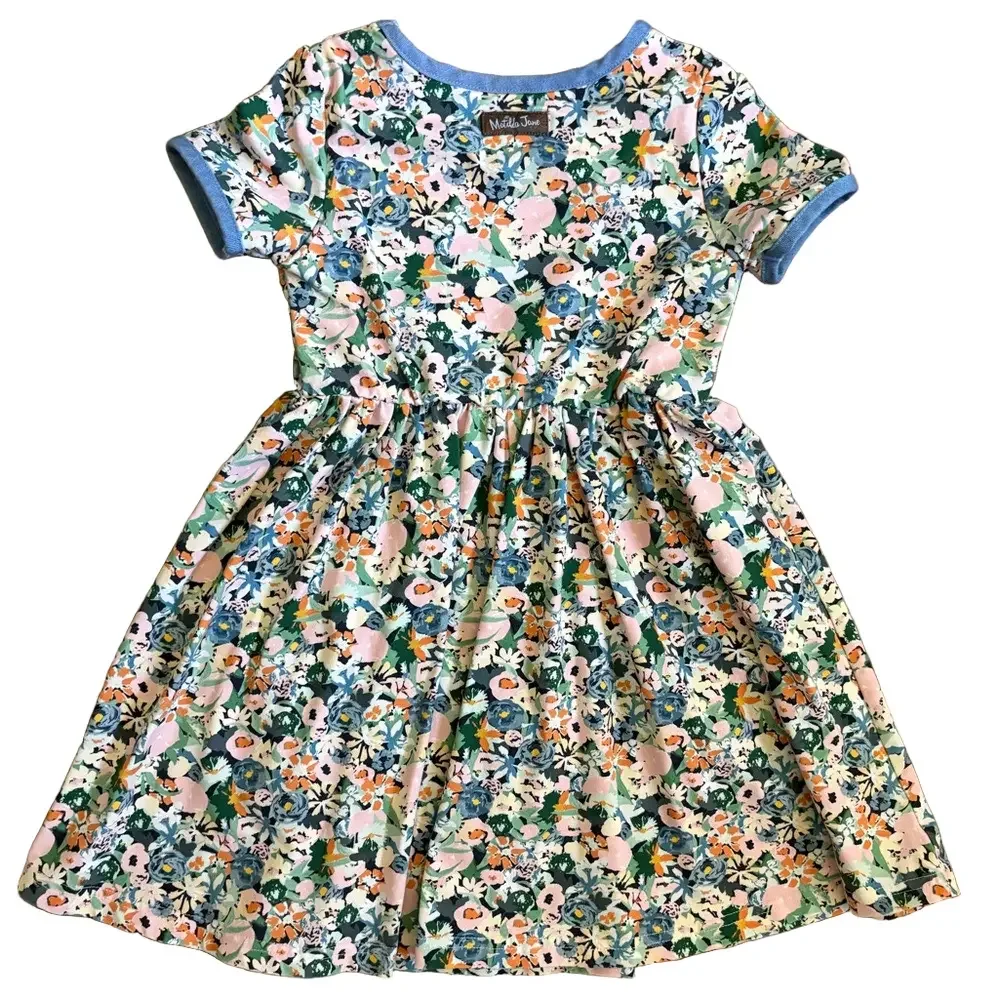 Matilda Jane Floral Pocket Dress Girls Size 5T Blue Pink Orange